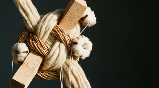 Close-up of intertwined natural fibers and handcrafted textile materials representing ethical supply chain transparency in home decor