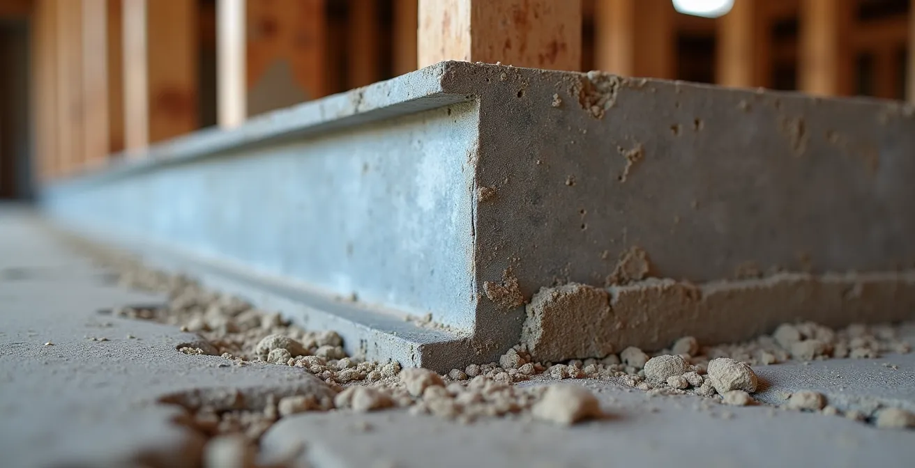 Close up macro shot of steel RSJ beam connection detail with padstone in renovated property