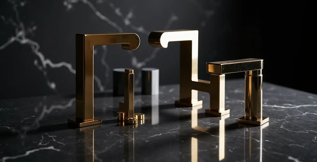 High-end bathroom fixtures showcasing premium materials and craftsmanship