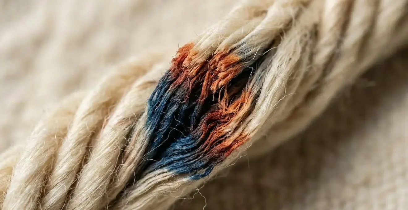 Macro photograph showing wool fiber cross-section revealing natural dye penetration depth in authentic handmade rug