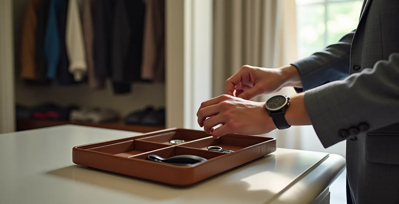 Clutter-free bedroom with strategic storage zones and minimalist organization