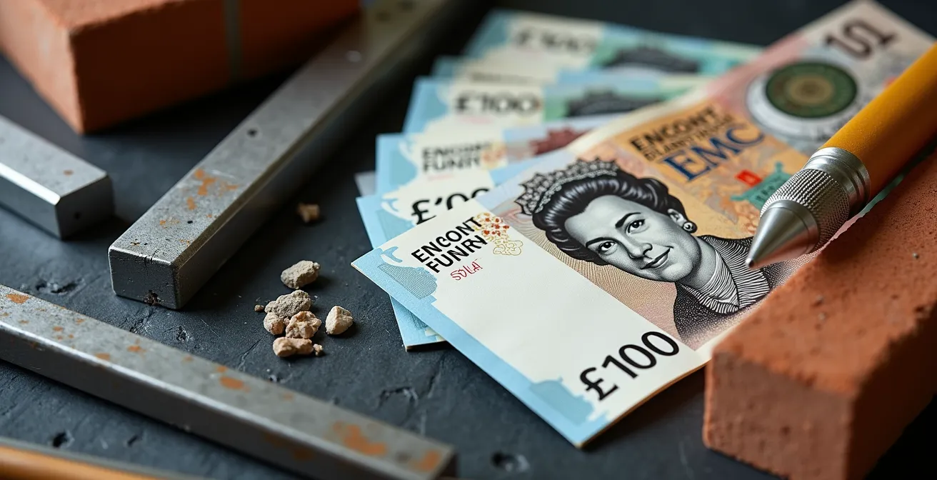 Close-up of construction materials and calculator showing budget planning